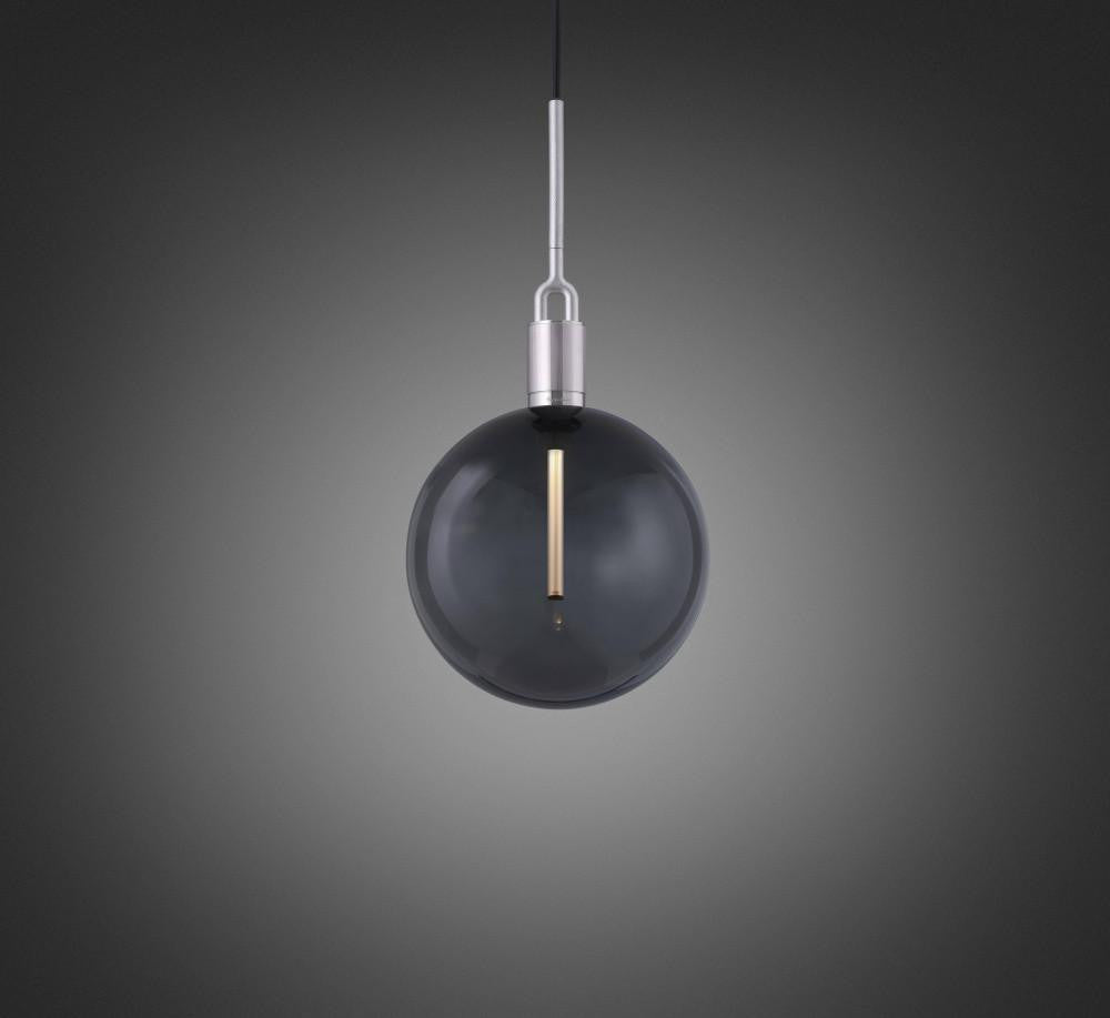 Buster + Punch Forked Pendant, Globe, Smoked, Large, Steel