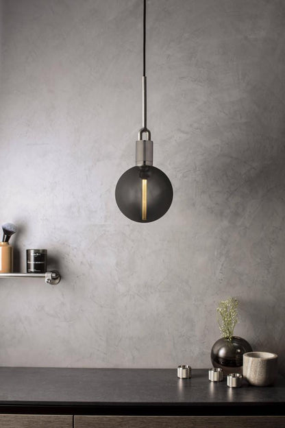 Buster + Punch Forked Pendant, Globe, Smoked, Medium, Gun Metal