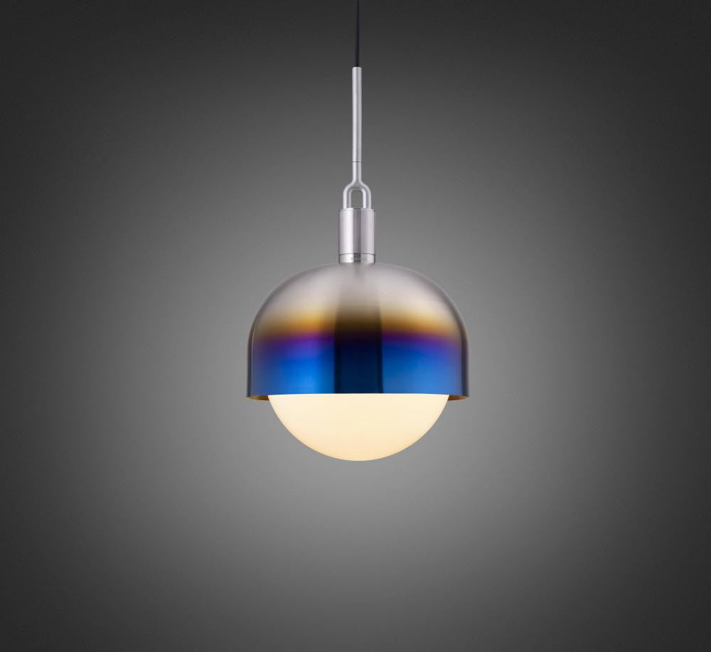 Buster + Punch Forked Pendant, Shade, Globe, Opal, Large, Burnt Steel