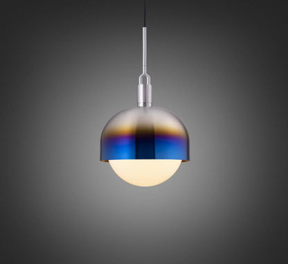 Buster + Punch Forked Pendant, Shade, Globe, Opal, Large, Burnt Steel