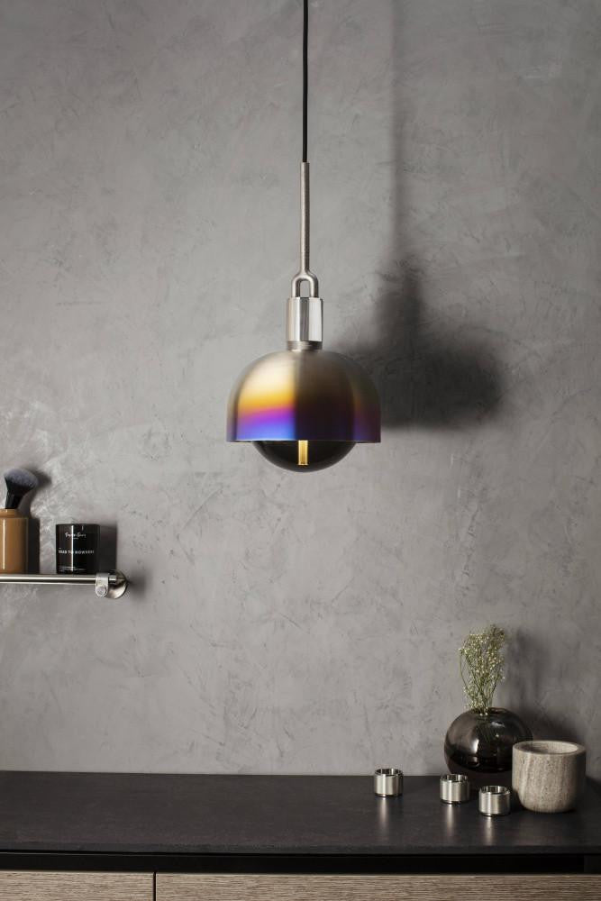 Buster + Punch Forked Pendant, Shade, Globe, Smoked, Medium, Burnt Steel