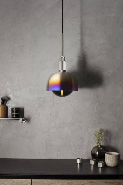 Buster + Punch Forked Pendant, Shade, Globe, Smoked, Medium, Burnt Steel
