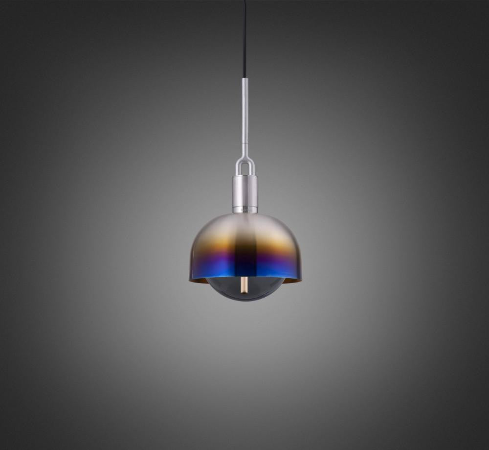 Buster + Punch Forked Pendant, Shade, Globe, Smoked, Medium, Burnt Steel