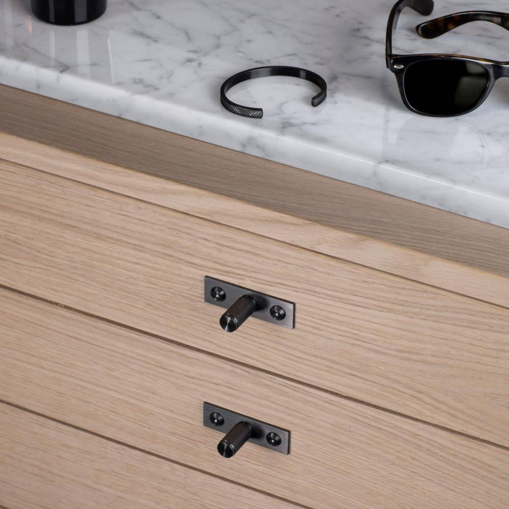 Buster + Punch Furniture Knob, Plate, Linear, Burnt Steel