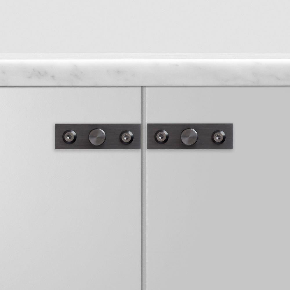 Buster + Punch Furniture Knob, Plate, Linear, Gun Metal