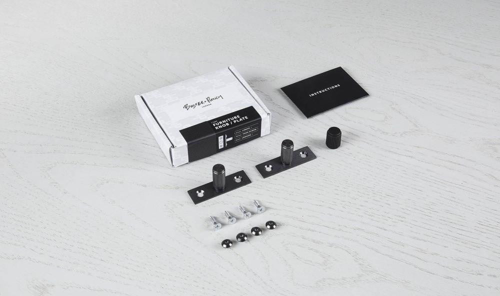 Buster + Punch Furniture Knob, Plate, Linear, Gun Metal
