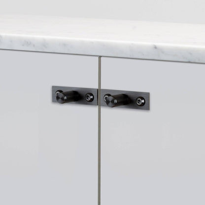 Buster + Punch Furniture Knob, Plate, Linear, Gun Metal