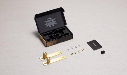 Buster + Punch Furniture Knob Set, Plate, Cross, Brass