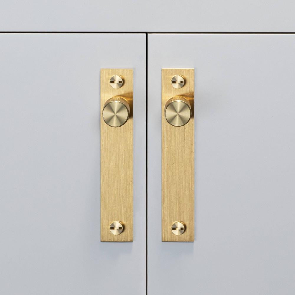 Buster + Punch Furniture Knob Set, Plate, Cross, Brass