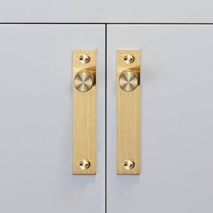 Buster + Punch Furniture Knob Set, Plate, Cross, Brass