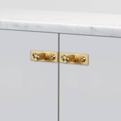 Buster + Punch Furniture Knob Set, Plate, Linear, Brass