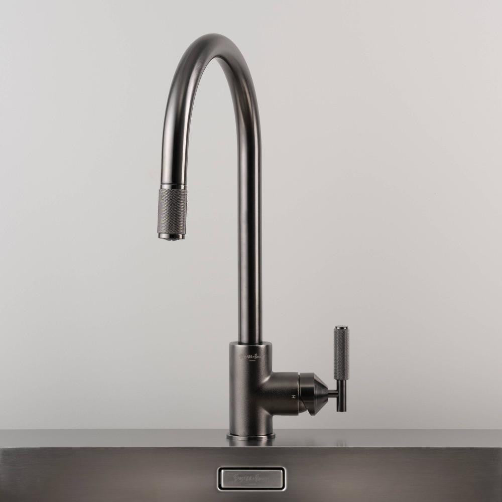 Buster + Punch Kitchen Faucet, Pull-Out Mixer , Cross, Gun Metal