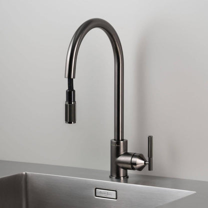Buster + Punch Kitchen Faucet, Pull-Out Mixer, Linear, Gun Metal