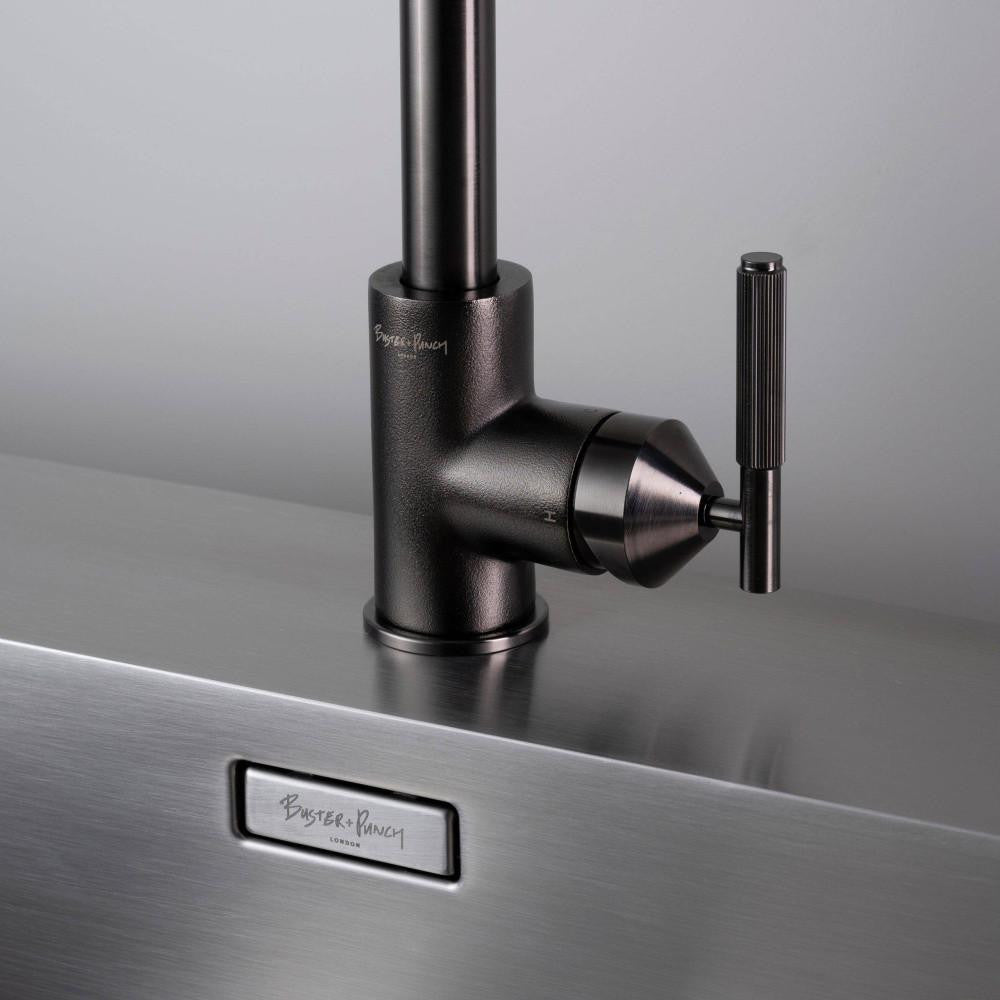 Buster + Punch Kitchen Faucet, Pull-Out Mixer, Linear, Gun Metal