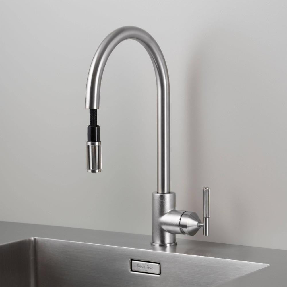 Buster + Punch Kitchen Faucet, Pull-Out Mixer, Linear, Steel