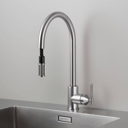 Buster + Punch Kitchen Faucet, Pull-Out Mixer, Linear, Steel