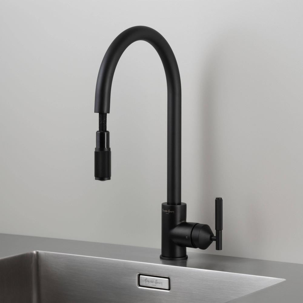 Buster + Punch Kitchen Faucet, Pull-Out Mixer, Linear, Welders Black