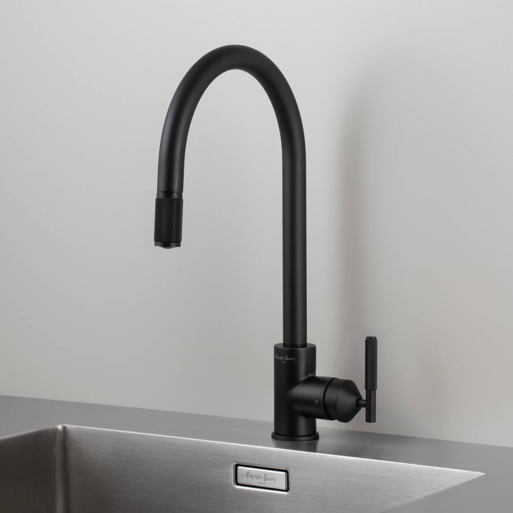 Buster + Punch Kitchen Faucet, Pull-Out Mixer, Linear, Welders Black
