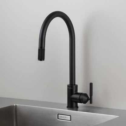 Buster + Punch Kitchen Faucet, Pull-Out Mixer, Linear, Welders Black
