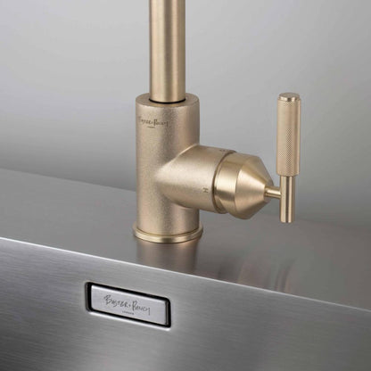 Buster + Punch Kitchen Faucet, Pull-Out With Dual Spray, Cross, Brass