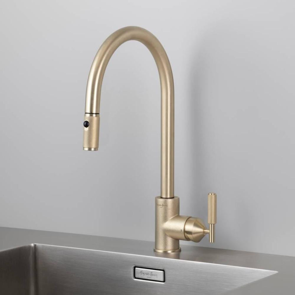 Buster + Punch Kitchen Faucet, Pull-Out With Dual Spray, Cross, Brass