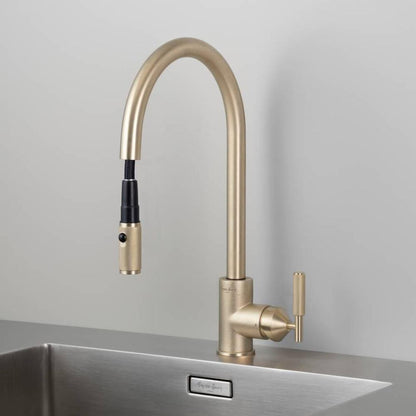 Buster + Punch Kitchen Faucet, Pull-Out With Dual Spray, Cross, Brass