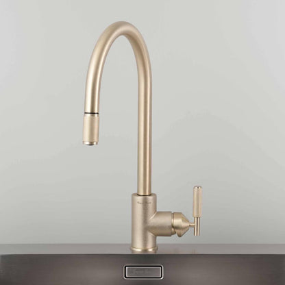Buster + Punch Kitchen Faucet, Pull-Out With Dual Spray, Cross, Brass