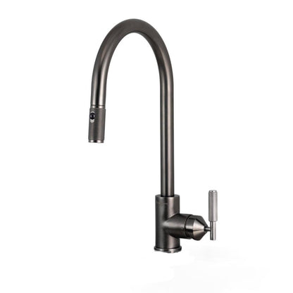 Buster + Punch Kitchen Faucet, Pull-Out With Dual Spray, Cross Gun Metal