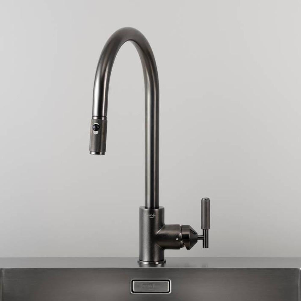 Buster + Punch Kitchen Faucet, Pull-Out With Dual Spray, Cross, Gun Metal