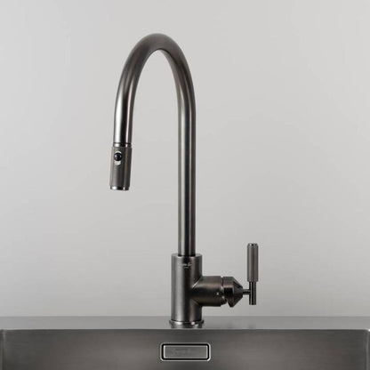 Buster + Punch Kitchen Faucet, Pull-Out With Dual Spray, Cross, Gun Metal