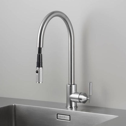 Buster + Punch Kitchen Faucet, Pull-Out With Dual Spray, Cross, Steel
