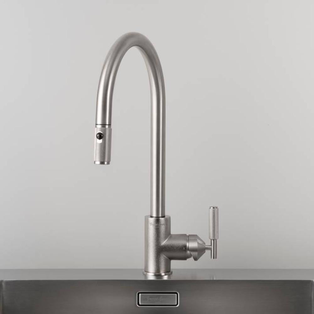 Buster + Punch Kitchen Faucet, Pull-Out With Dual Spray, Cross, Steel