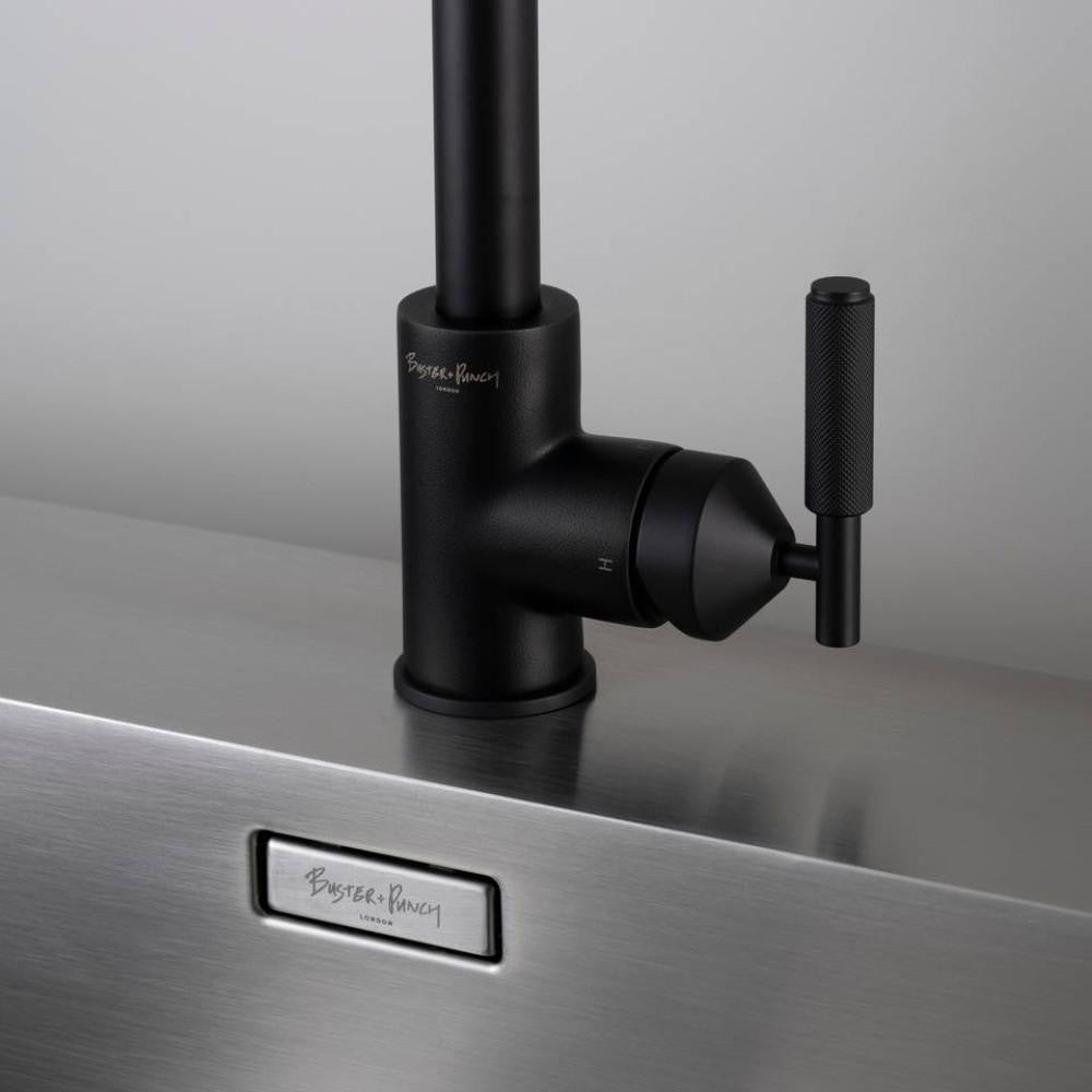 Buster + Punch Kitchen Faucet, Pull-Out With Dual Spray, Cross, Welders Black