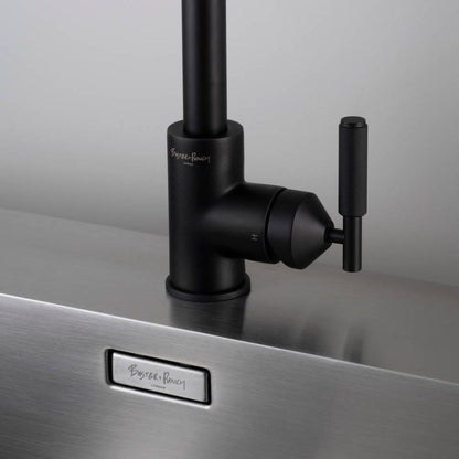 Buster + Punch Kitchen Faucet, Pull-Out With Dual Spray, Cross, Welders Black