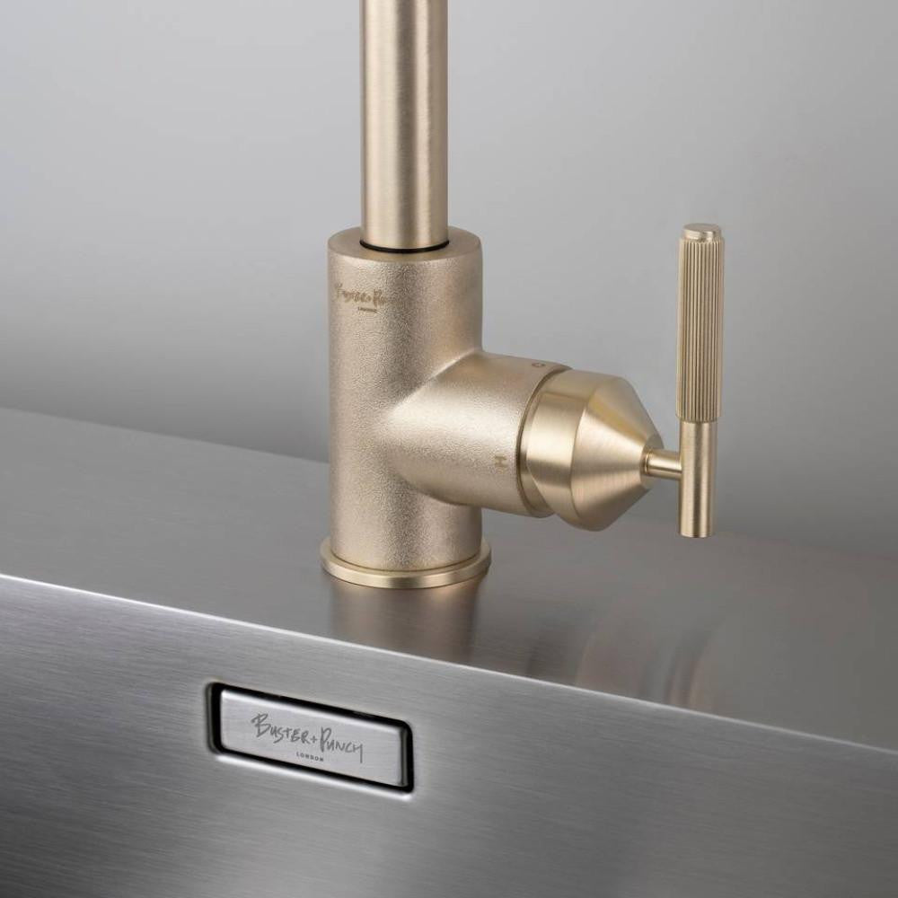 Buster + Punch Kitchen Faucet, Pull-Out With Dual Spray, Linear, Brass
