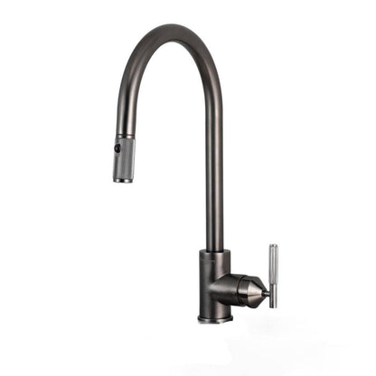 Buster + Punch Kitchen Faucet, Pull-Out With Dual Spray, Linear Gun Metal