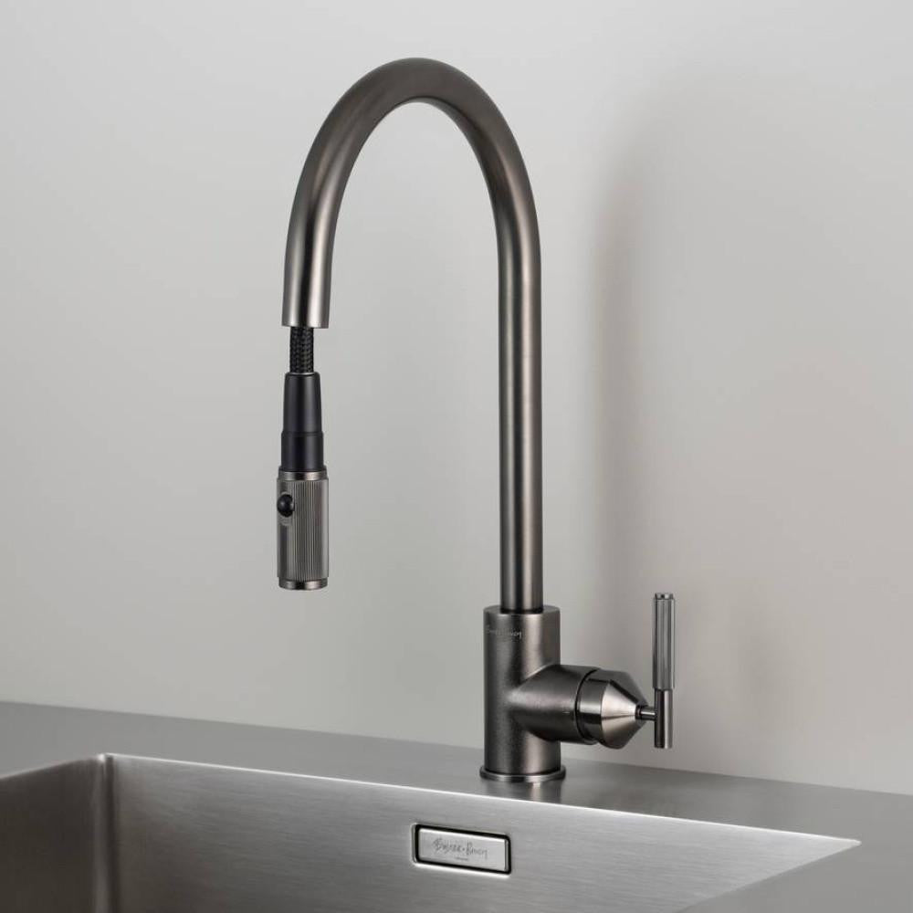 Buster + Punch Kitchen Faucet, Pull-Out With Dual Spray, Linear, Gun Metal