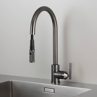 Buster + Punch Kitchen Faucet, Pull-Out With Dual Spray, Linear, Gun Metal