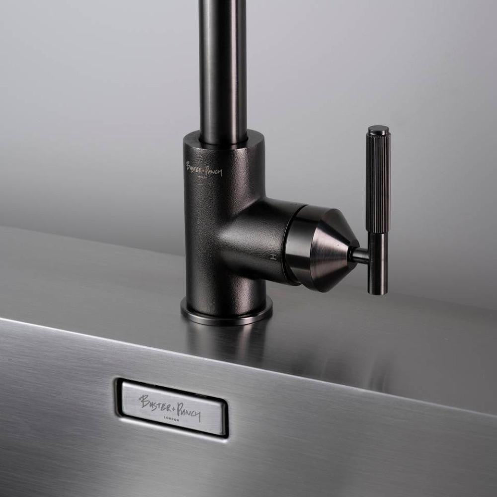 Buster + Punch Kitchen Faucet, Pull-Out With Dual Spray, Linear, Gun Metal