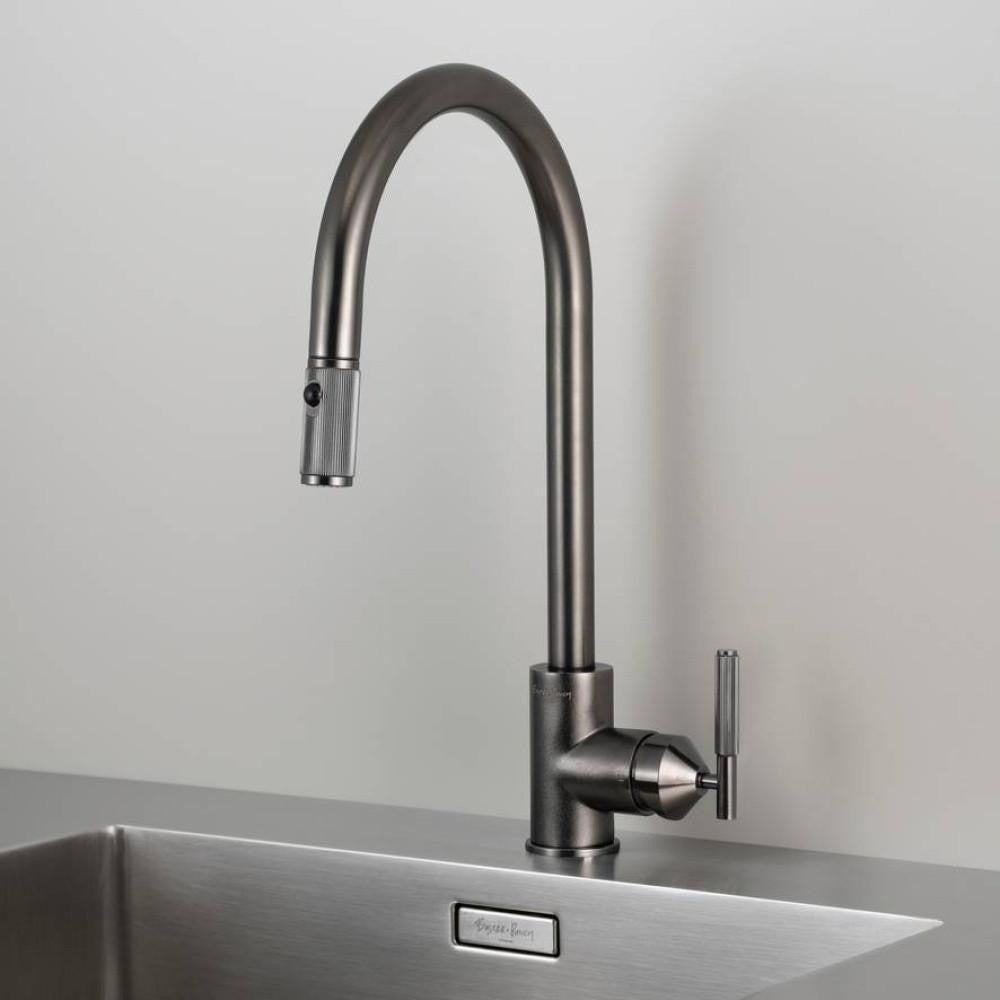 Buster + Punch Kitchen Faucet, Pull-Out With Dual Spray, Linear, Gun Metal
