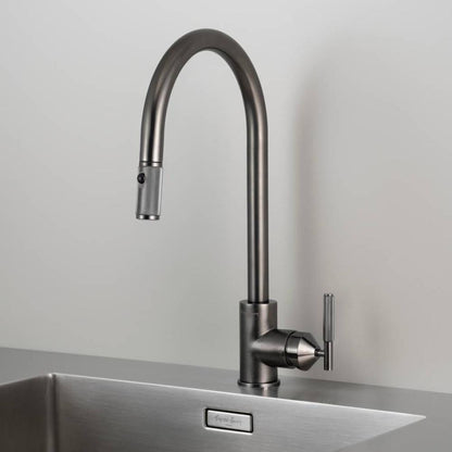 Buster + Punch Kitchen Faucet, Pull-Out With Dual Spray, Linear, Gun Metal