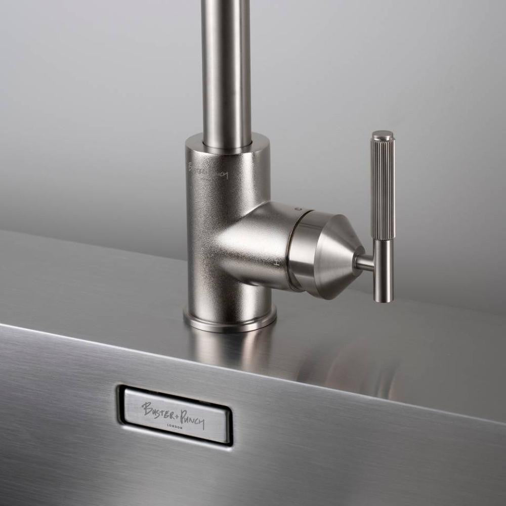 Buster + Punch Kitchen Faucet, Pull-Out With Dual Spray, Linear, Steel