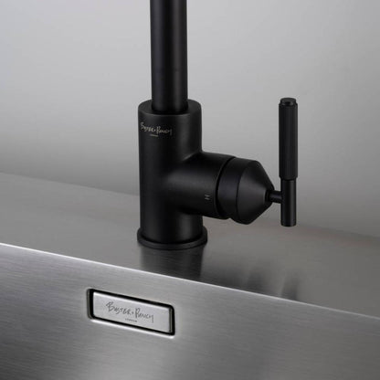 Buster + Punch Kitchen Faucet, Pull-Out With Dual Spray, Linear, Welders Black