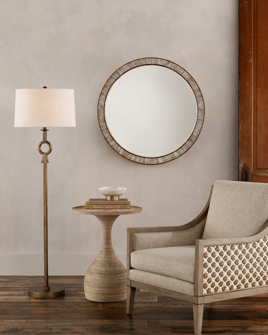 Germaine Brass Floor Lamp, Currey and Company (8000-0077 RK6N)