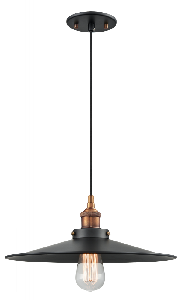 Matteo Lighting Bulstrodes Workshop Pendant Aged Brass, Black
