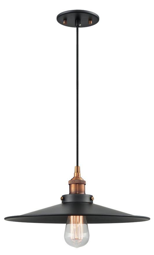 Matteo Lighting Bulstrodes Workshop Pendant Aged Brass, Black