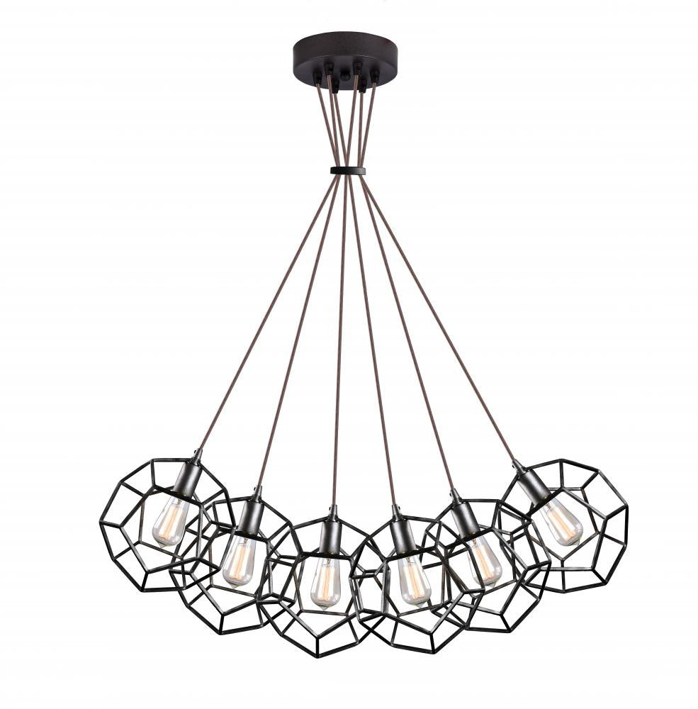 Matteo Lighting Geometry 6-Light 25-in Pendant Black