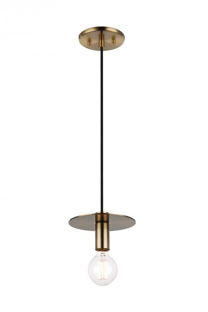 Matteo Lighting Kasa 7-in Mini Pendant Aged Brass, Black
