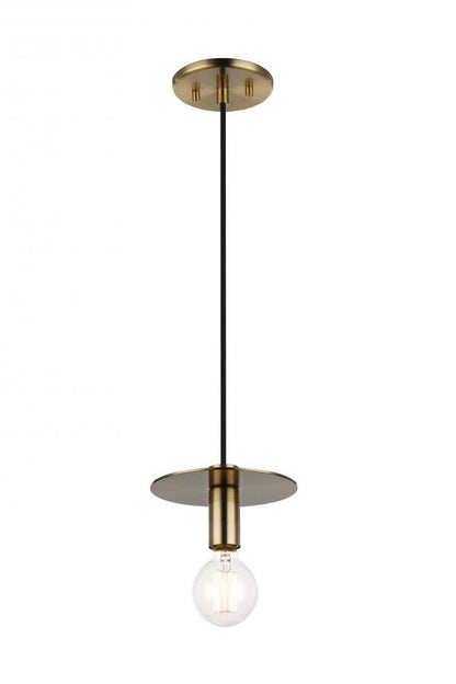 Matteo Lighting Kasa 7-in Mini Pendant Aged Brass, Black