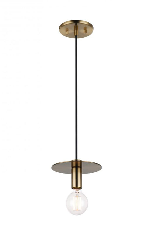 Matteo Lighting Kasa 7-in Mini Pendant Aged Brass, Black